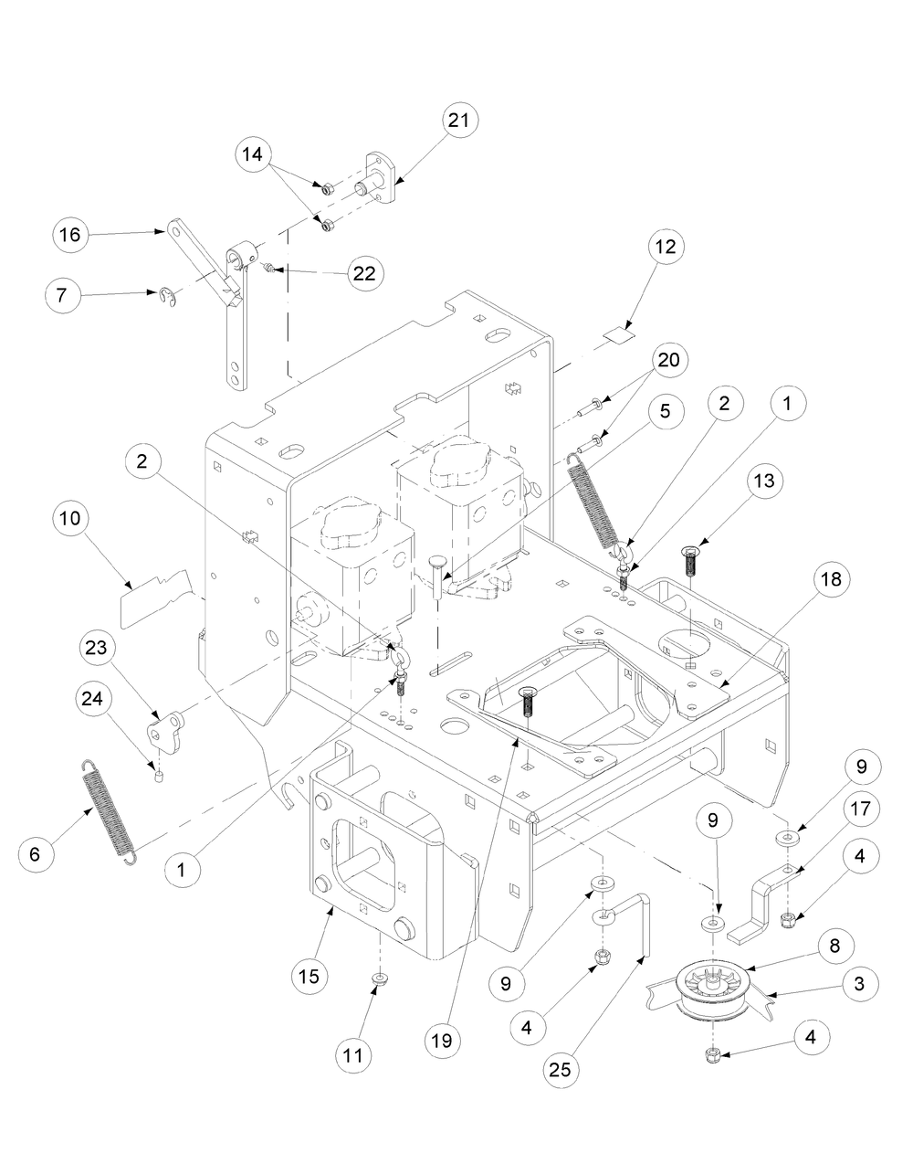 Engine Deck Assembly Hydro Wt Diagram and Parts List for H1952 55AI4HPD750-WAM Cub Cadet Lawn Mower